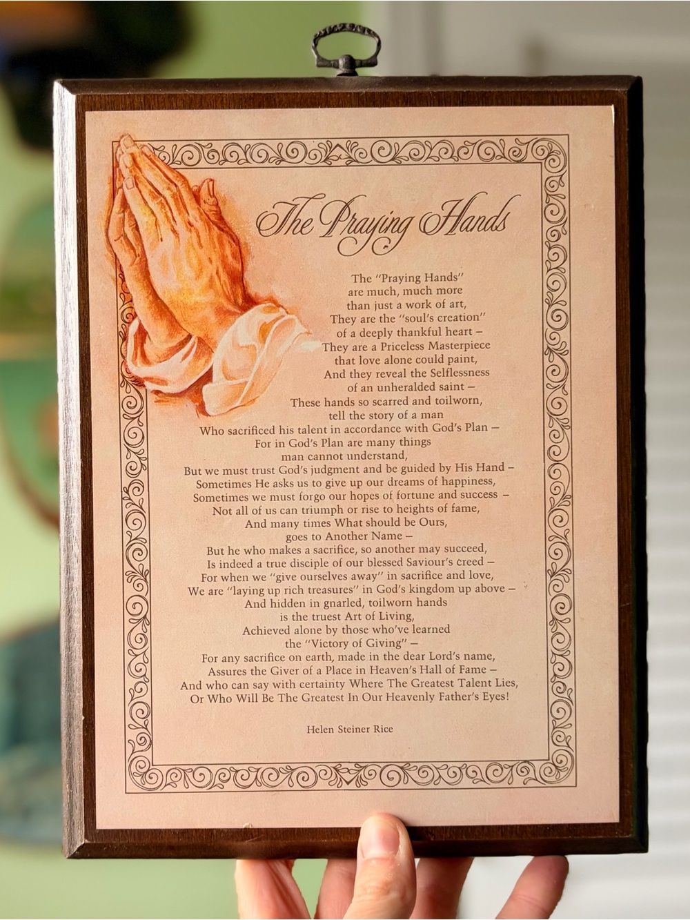 The Praying Hands Framed Poem Wall Art - Beige & Brown Faith Based Wall Decor